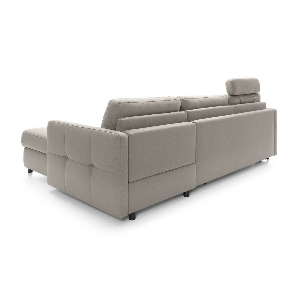 Narożnik EMA z funkcją spania codziennego stelaż włoski z materacem 140 cm i pojemnikiem na pościel