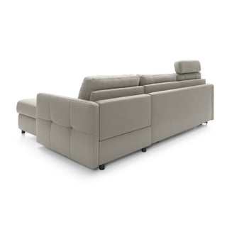 Narożnik EMA z funkcją spania codziennego stelaż włoski z materacem 140 cm i pojemnikiem na pościel