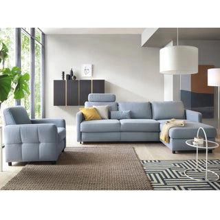 Narożnik EMA z funkcją spania codziennego stelaż włoski z materacem 140 cm i pojemnikiem na pościel