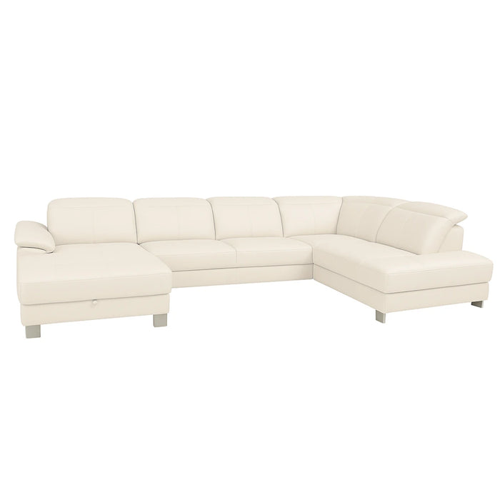 Narożnik U-kształtny skórzany MANTUA rozkładany z regulowanymi zagłówkami i pojemnikiem