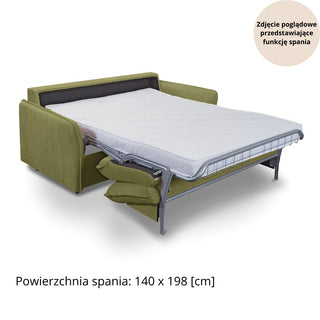 Sofa NUNO 2 osobowa z funkcją spania codziennego stelaż włoski z materacem 120 cm i pojemnikiem