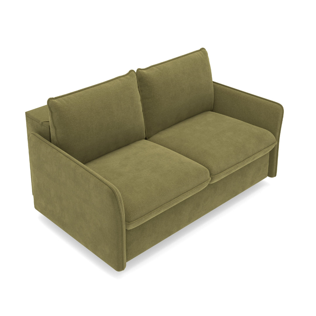 Sofa NUNO 2 osobowa z funkcją spania codziennego stelaż włoski z materacem 120 cm i pojemnikiem