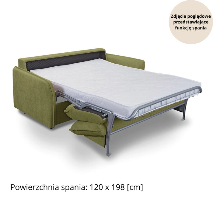 Sofa NUNO 2-osobowa z funkcją spania codziennego stelaż włoski z materacem 120 cm i pojemnikiem