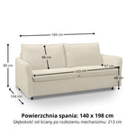 NUNO 2.5-seater sofa with daily sleeping function, Italian frame with a 140 cm mattress
