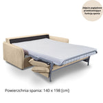 NUNO 2.5-seater sofa with daily sleeping function, Italian frame, 140 cm mattress and storage box