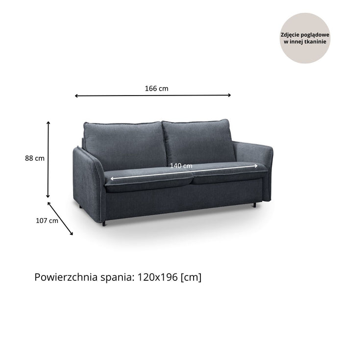 NUNO 2-seater sofa with daily sleeping function, Italian frame with a 120 cm mattress