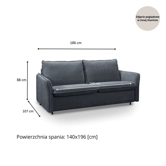 Sofa NUNO 2,5-osobowa z funkcją spania codziennego stelaż włoski z materacem 140 cm