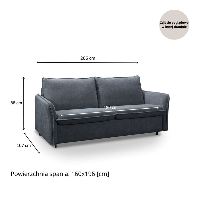 Sofa NUNO 3-osobowa z funkcją spania codziennego stelaż włoski z materacem 160 cm