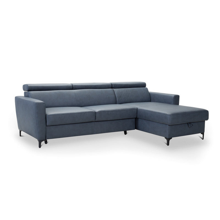 APOLLO leather corner sofa with storage and movable headrests