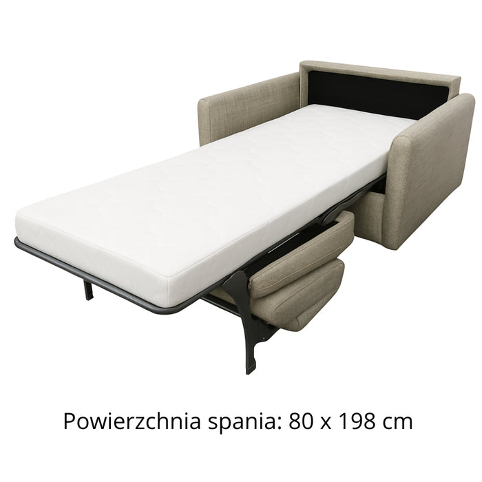 Fotel RADIUS z funkcją spania codziennego stelaż włoski z materacem 80 cm