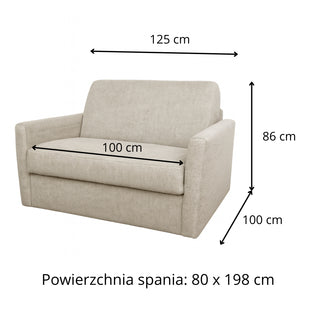 RADIUS armchair with daily sleeping function, Italian frame with 80 cm mattress