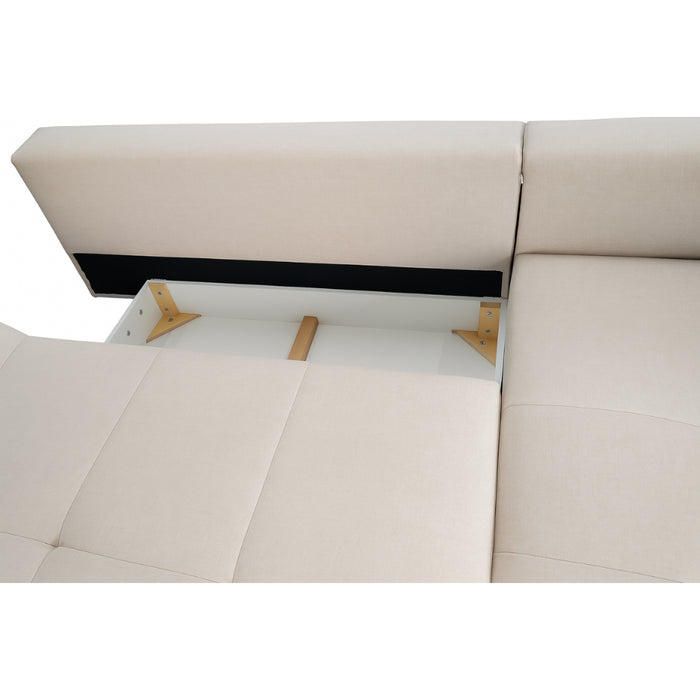 Narożnik RANDAL z funkcją spania i pojemnikiem na pościel na wysokich nóżkach