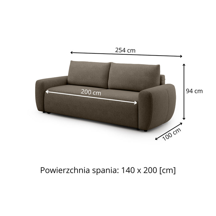 Sofa SHAGGY z funkcją spania i pojemnikiem