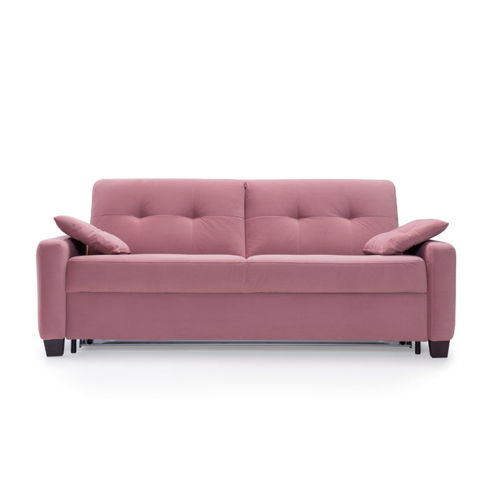 Sofa AURA 2,5 osobowa z funkcją spania codziennego stelaż włoski z materacem 140 cm z pojemnikiem na drewnianych nóżkach