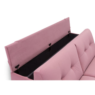 Sofa AURA 2,5 osobowa z funkcją spania codziennego stelaż włoski z materacem 140 cm z pojemnikiem na drewnianych nóżkach