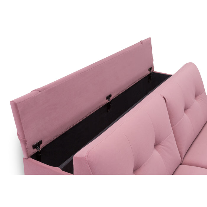 Sofa AURA 2,5 osobowa z funkcją spania codziennego stelaż włoski z materacem 140 cm z pojemnikiem na drewnianych nóżkach