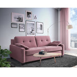 Sofa AURA 2,5 osobowa z funkcją spania codziennego stelaż włoski z materacem 140 cm z pojemnikiem na drewnianych nóżkach