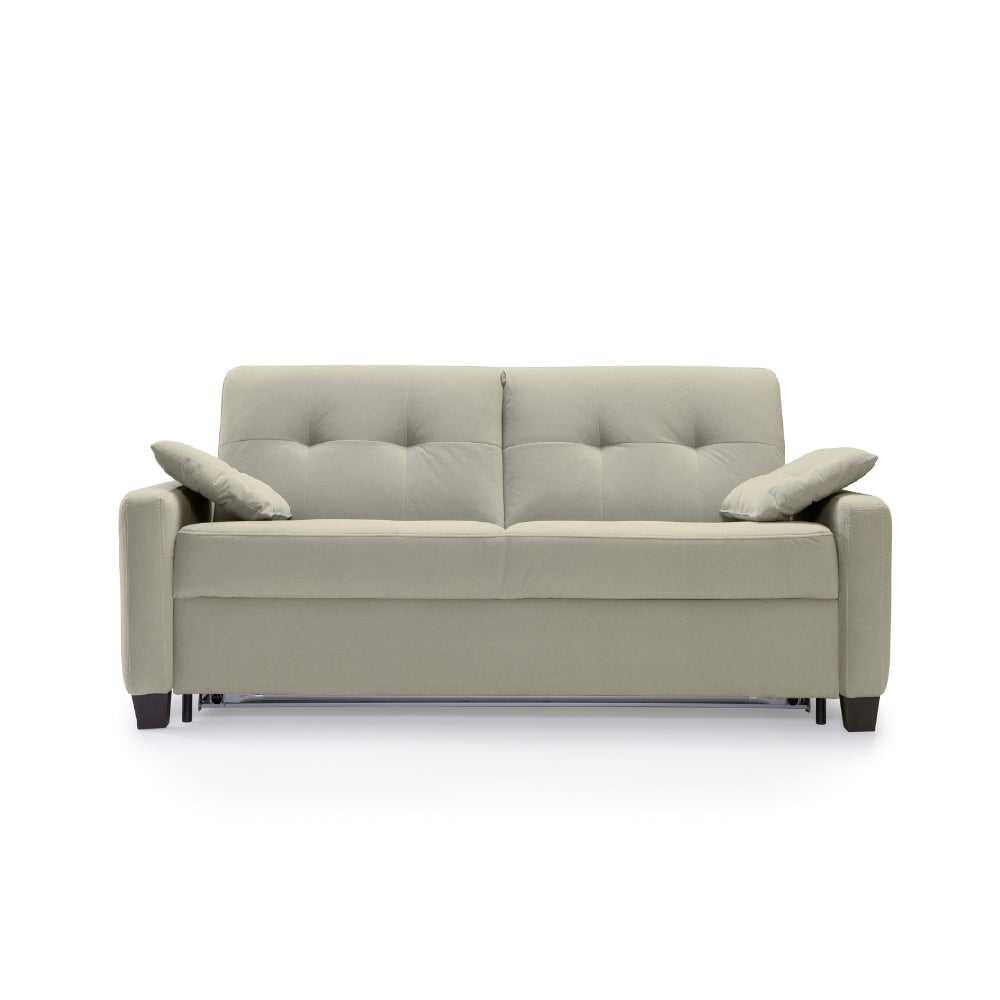 Sofa AURA 2 osobowa z funkcją spania codziennego stelaż włoski z materacem 120 cm z pojemnikiem na drewnianych nóżkach