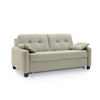 Sofa AURA 2 osobowa z funkcją spania codziennego stelaż włoski z materacem 120 cm z pojemnikiem na drewnianych nóżkach