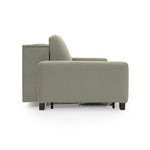 Sofa AURA 2 osobowa z funkcją spania codziennego stelaż włoski z materacem 120 cm z pojemnikiem na drewnianych nóżkach