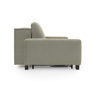 Sofa AURA 2 osobowa z funkcją spania codziennego stelaż włoski z materacem 120 cm z pojemnikiem na drewnianych nóżkach