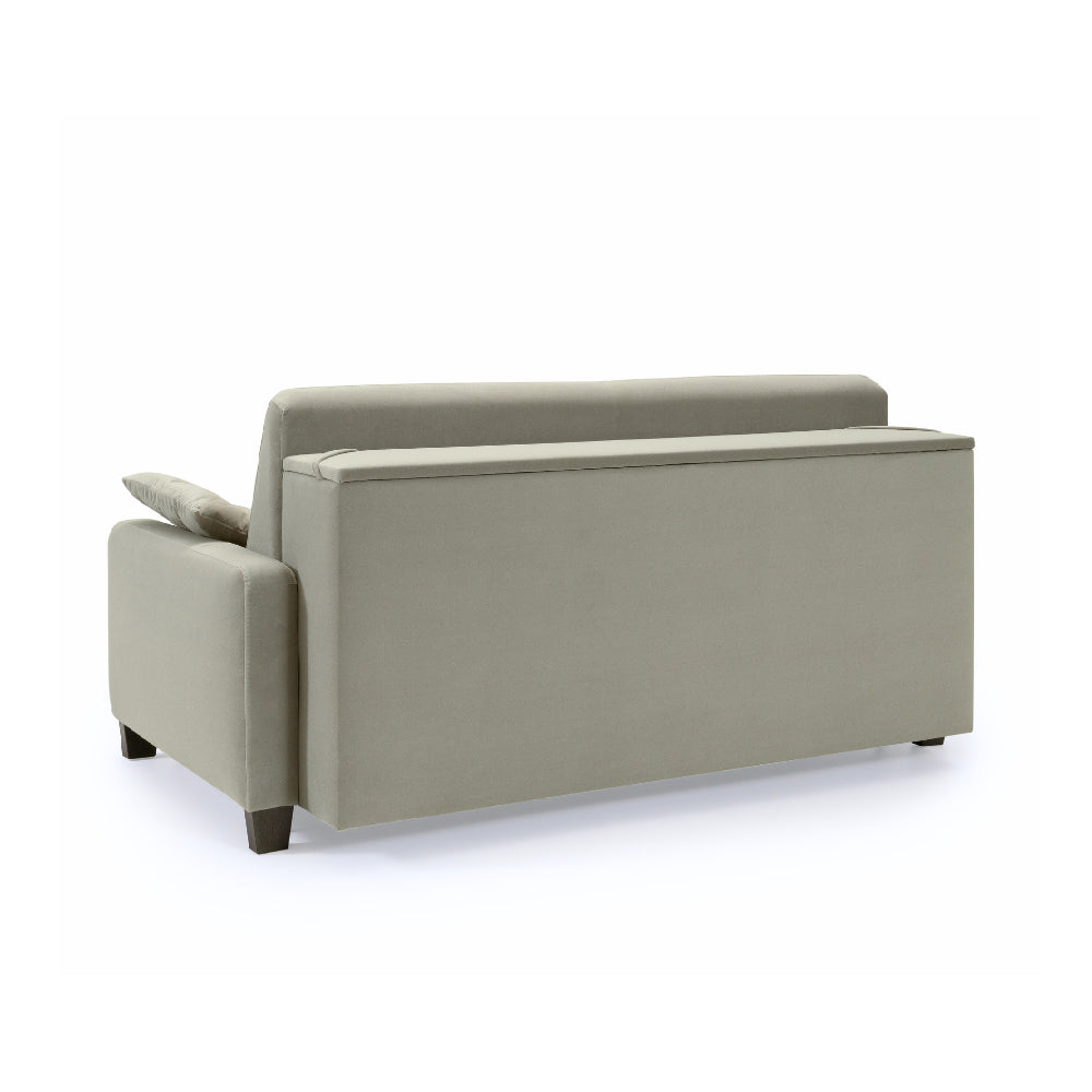 Sofa AURA 2 osobowa z funkcją spania codziennego stelaż włoski z materacem 120 cm z pojemnikiem na drewnianych nóżkach