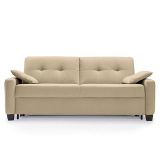 Sofa AURA 3 osobowa z funkcją spania codziennego stelaż włoski z materacem 160 cm z pojemnikiem na drewnianych nóżkach