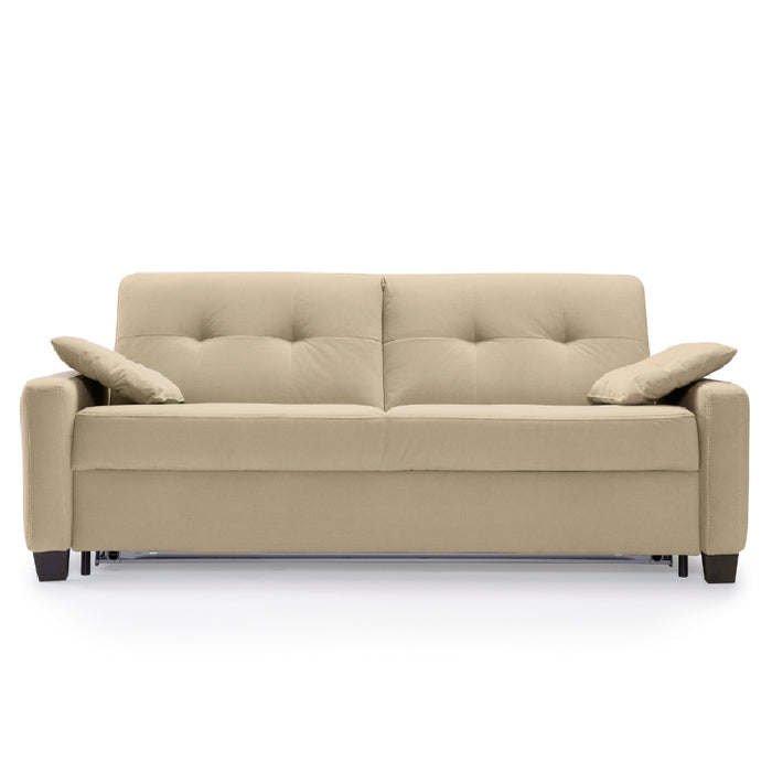 Sofa AURA 3 osobowa z funkcją spania codziennego stelaż włoski z materacem 160 cm z pojemnikiem na drewnianych nóżkach