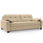 Sofa AURA 3 osobowa z funkcją spania codziennego stelaż włoski z materacem 160 cm z pojemnikiem na drewnianych nóżkach