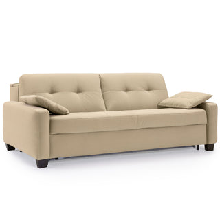 Sofa AURA 3 osobowa z funkcją spania codziennego stelaż włoski z materacem 160 cm z pojemnikiem na drewnianych nóżkach