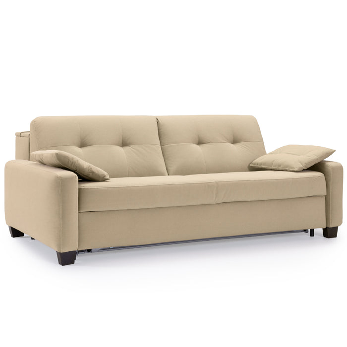 Sofa AURA 3 osobowa z funkcją spania codziennego stelaż włoski z materacem 160 cm z pojemnikiem na drewnianych nóżkach