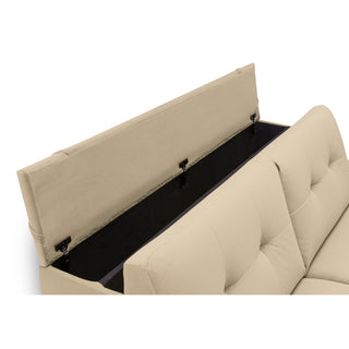 Sofa AURA 3 osobowa z funkcją spania codziennego stelaż włoski z materacem 160 cm z pojemnikiem na drewnianych nóżkach