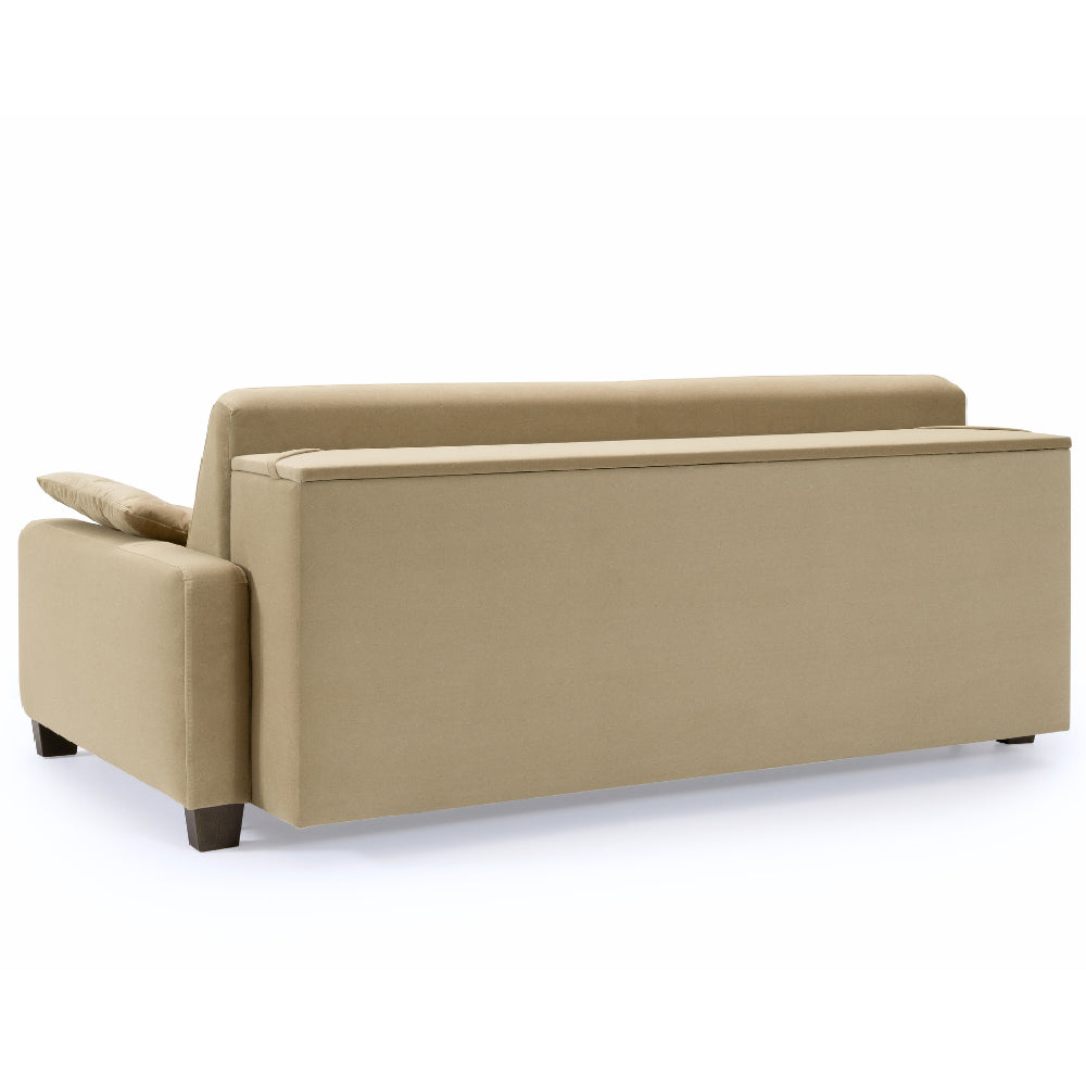 Sofa AURA 3 osobowa z funkcją spania codziennego stelaż włoski z materacem 160 cm z pojemnikiem na drewnianych nóżkach