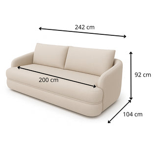 Sofa Lush obła rozkładana z pojemnikiem na pościel