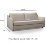 Sofa SOL 3 osobowa z funkcją spania stelaż włoski z materacem 160 cm