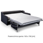 Sofa SOL 3 osobowa z funkcją spania stelaż włoski z materacem 160 cm i pojemnikiem