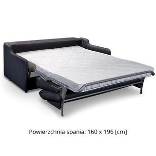 Sofa SOL 3 osobowa z funkcją spania stelaż włoski z materacem 160 cm i pojemnikiem