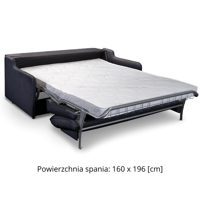 Sofa SOL 3 osobowa z funkcją spania stelaż włoski z materacem 160 cm i pojemnikiem