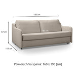 Sofa SOL 3 osobowa z funkcją spania stelaż włoski z materacem 160 cm i pojemnikiem