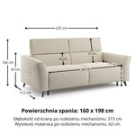NOLA 3-seater sofa with daily sleeping function, Italian frame with a 160 cm mattress