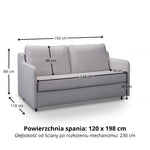 SOL 2 seater sofa with sleeping function, Italian frame 120 cm mattress and container