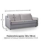 Sofa SOL 3 seater with sleeping function Italian frame with mattress 160 cm