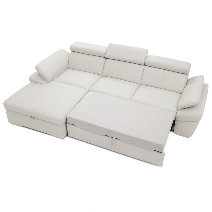 Narożnik SALERNO rozkładany z pojemnikiem i ruchomymi zagłówkami