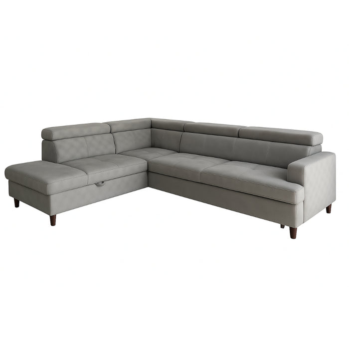 SISTO corner sofa bed with storage and movable headrests 