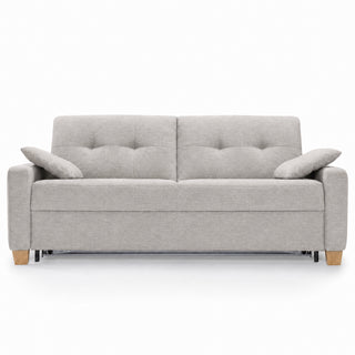 Sofa AURA 3 osobowa z funkcją spania codziennego stelaż włoski z materacem 160 cm z pojemnikiem na drewnianych nóżkach