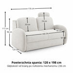 Sofa BELLA 2 osobowa z funkcją spania stelaż włoski z materacem 120 cm i pojemnikiem