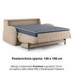 BELLA 3-seater sofa with sleeping function, Italian frame, 160 cm mattress and storage box 