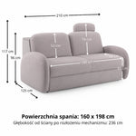 BELLA 3-seater sofa with sleeping function, Italian frame, 160 cm mattress and storage box 