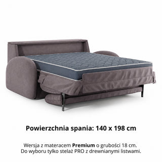 BELLA 3-seater sofa with sleeping function, Italian frame, 160 cm mattress and storage box 