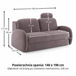 BELLA 3-seater sofa with sleeping function, Italian frame, 160 cm mattress and storage box 
